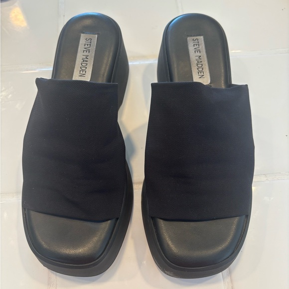 Steve Madden Black Platform Slide Sandals EU 39 US 8.5 - Picture 3 of 7